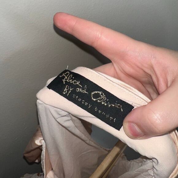 Alice + Olivia Zenon Cape Mini Dress Sequin-Embellished Rose Gold Size US 2 - Picture 5 of 10